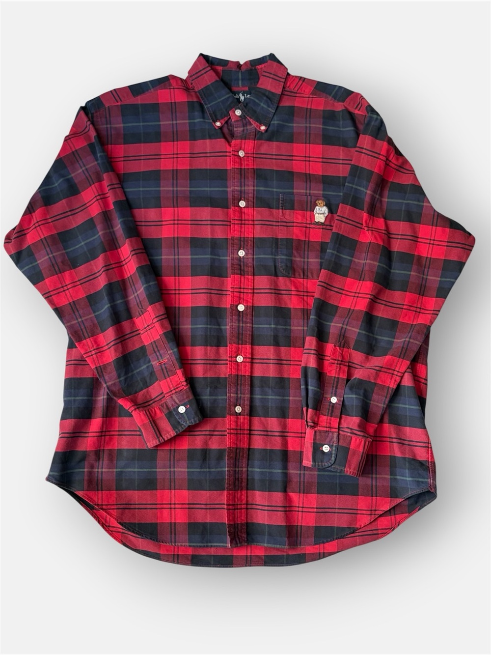 Polo Ralph Lauren Vintage Polo Bear Plaid Button Down Shirt Mens Large Blake